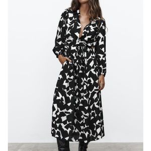 Zara belted printed dress